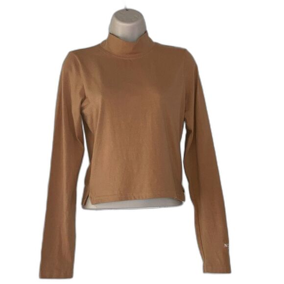 The NORTH FACE Evolution Fitted Mock Neck Tan Long Sleeve Womens Medium - Picture 1 of 12